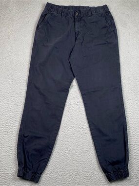 Bearbottom Chino Jogger Pants Men's Size L Black Elastic Waist Cotton Stretch
